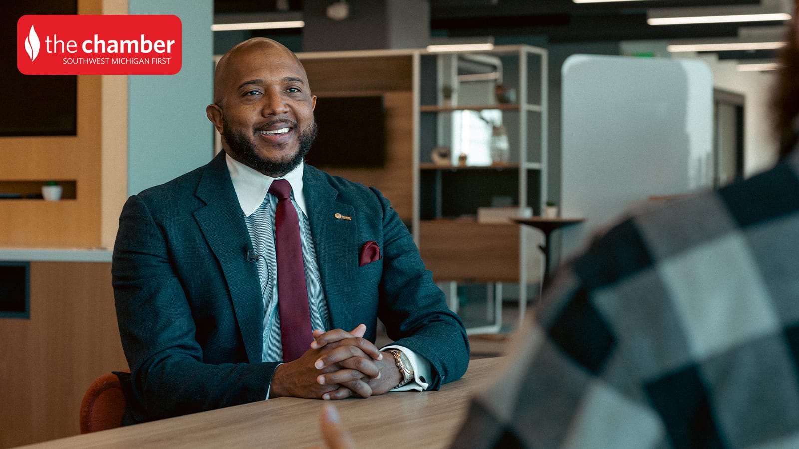 Kalamazoo business leader speaking in a Southwest Michigan First interview