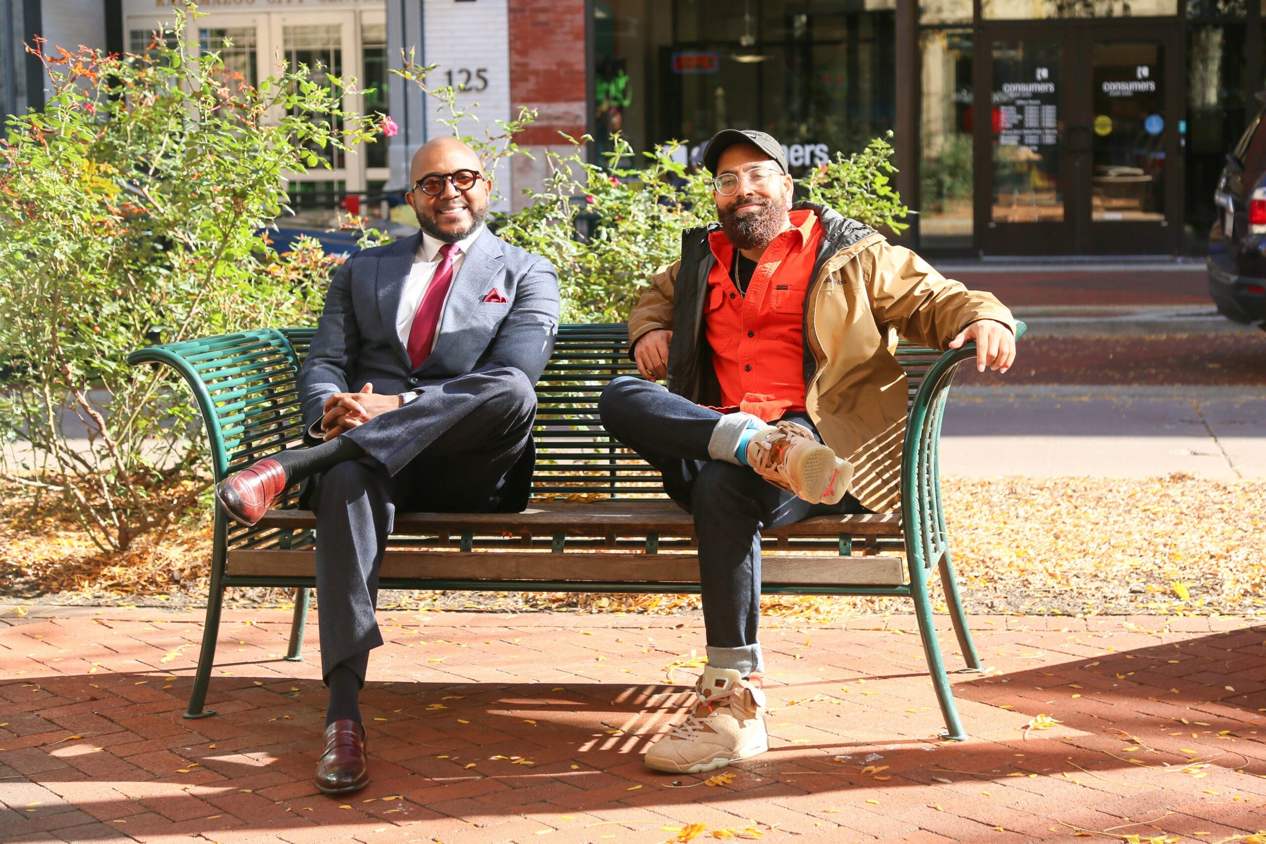 Kalamazoo Forward Ventures leaders seated together in downtown Kalamazoo