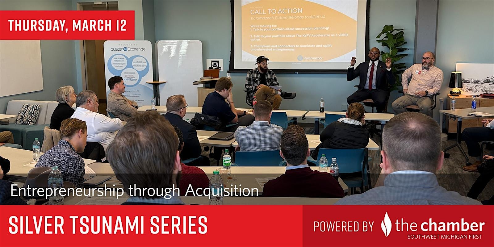 Silver Tsunami entrepreneurship through acquisition event graphic